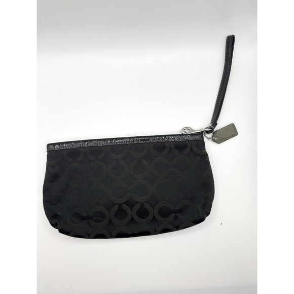 Coach Madison Fabric Canvas CC Logo Black Wristlet Vintage - Picture 2 of 6